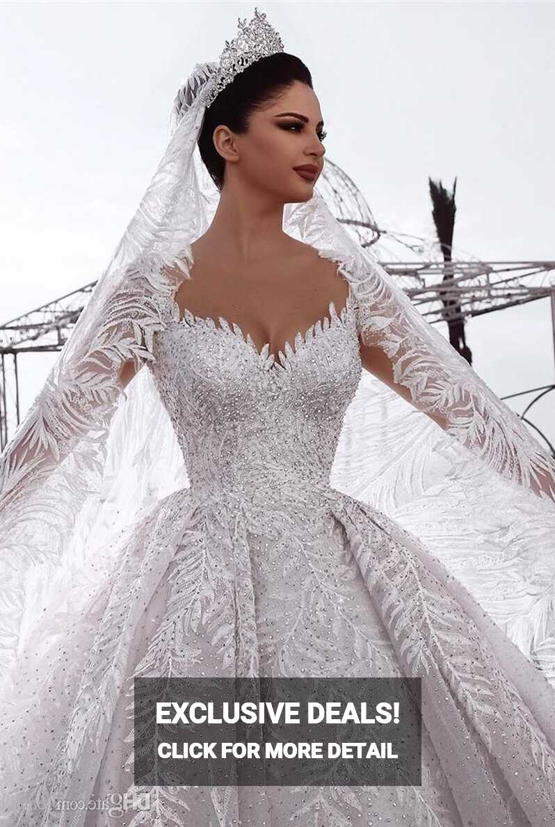 Luxury Lace Appliqued Sequined Beaded Off Shoulder Wedding Dresses ...