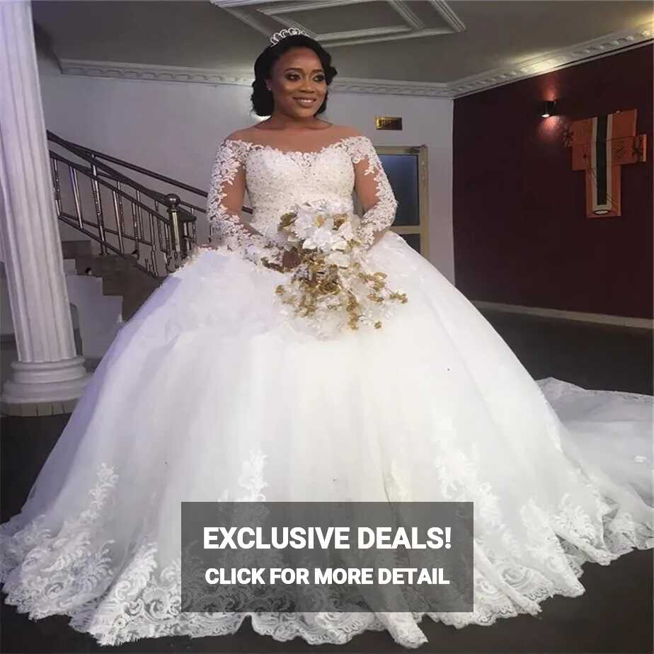 Luxury Nigeria Big Ballgown Wedding Dress 2023 With Beaded Long ...