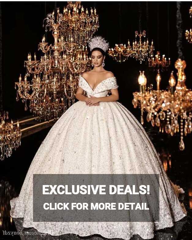 Luxury Off Shoulder Princess Ballroom Wedding Gowns With Bling ...