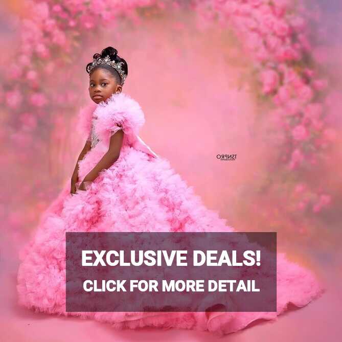 Luxury Pink Flower Girls Dresses for Wedding Ruffles Tulle Girl ...