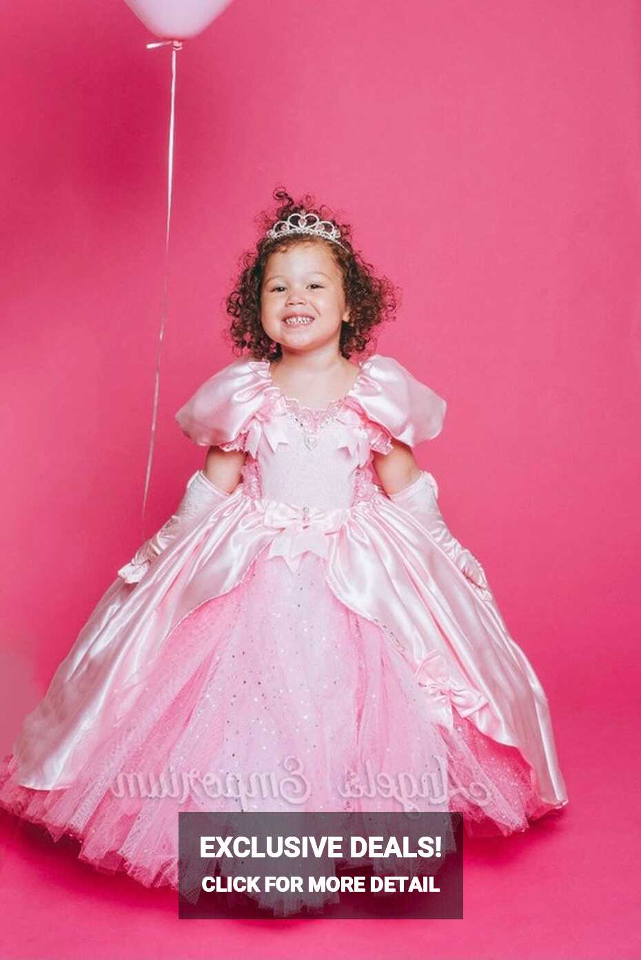 Luxury Pink Princess Cinderella Aurora Costume Tutu Dress Satin ...