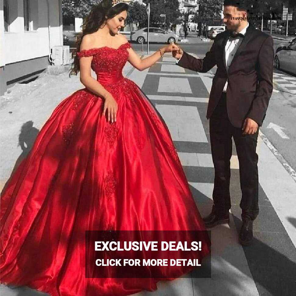 Luxury Red Wedding Gowns Off Shoulder Elegant Women – ROYCEBRIDAL ...