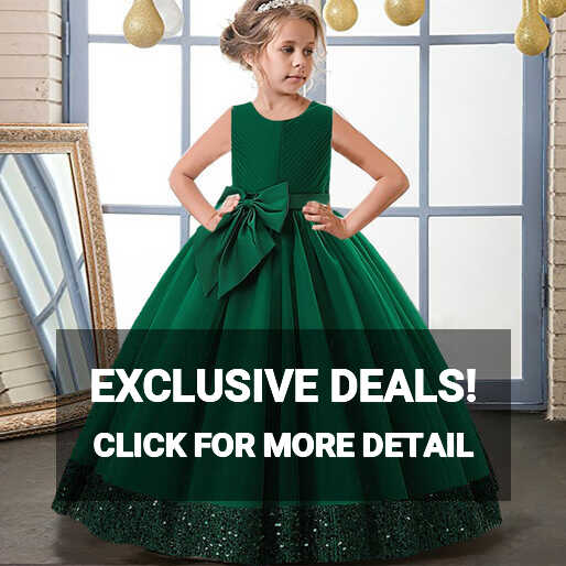 MQATZ Flower Girl Dresses Gown Green Christmas Lace Long Wedding ...