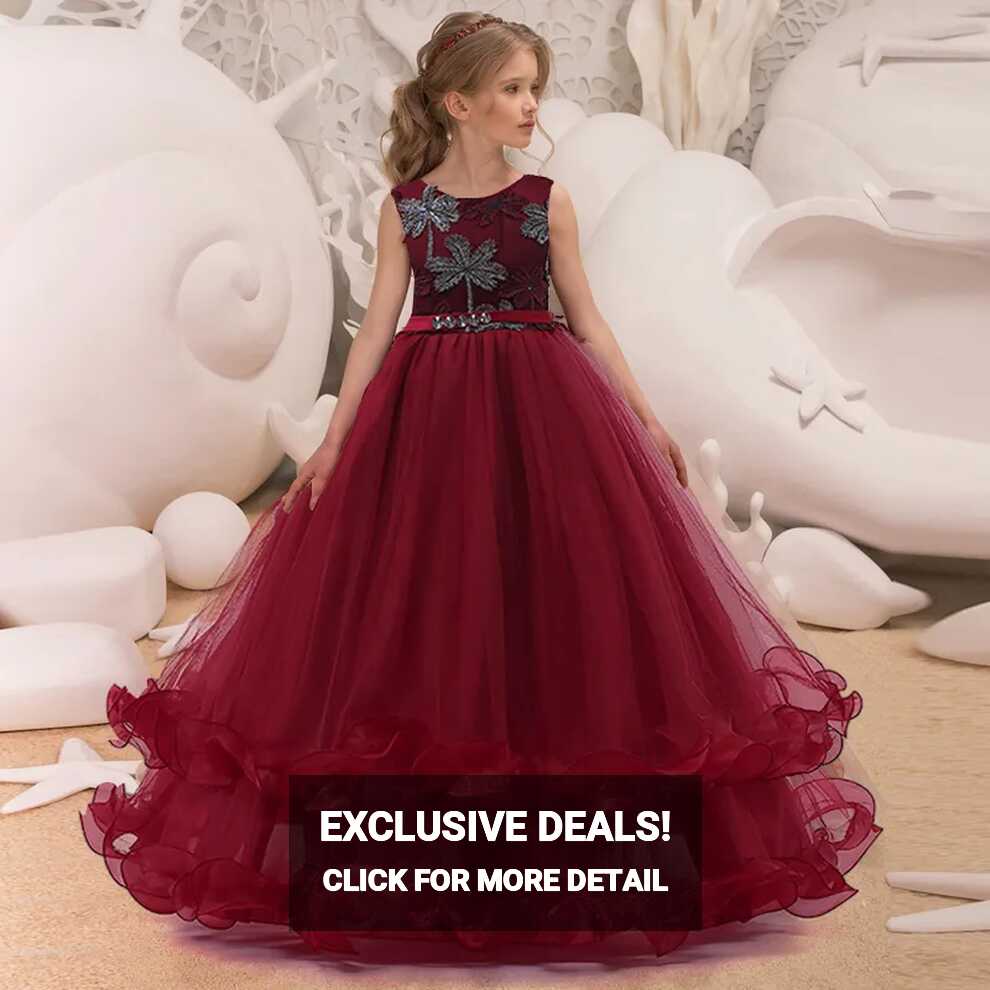 MQATZ Girls Dress Embroidery Princess Dress Mesh Party Wedding A ...