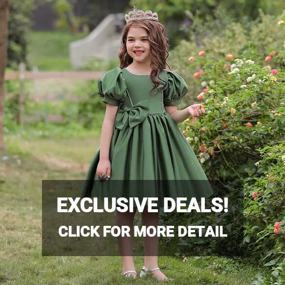 MQATZ Puff Sleeve Pageant Girl Dress Kids Evening Clothes Children ...