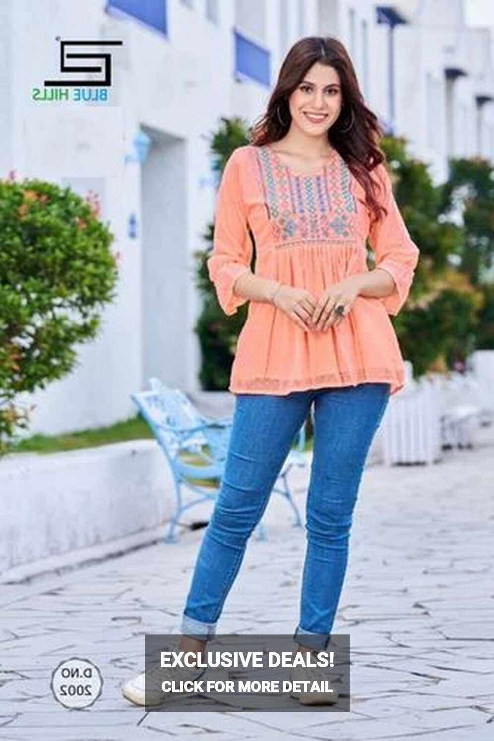 MULTY COLOR Embroidered RICHA FASHION WORLD GEORGETTE SHORT TOPS ...