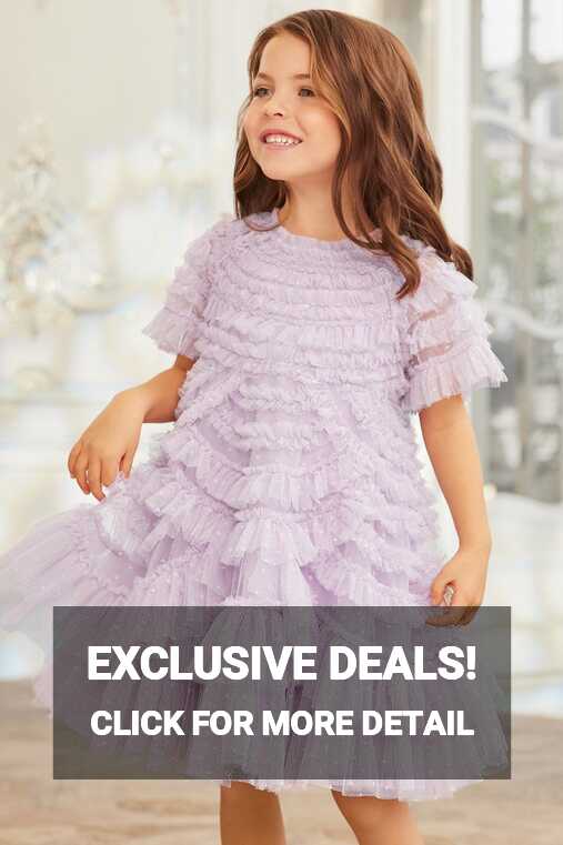 Marilla Ruffle Kids Dress – Purple | Needle &amp; Thread