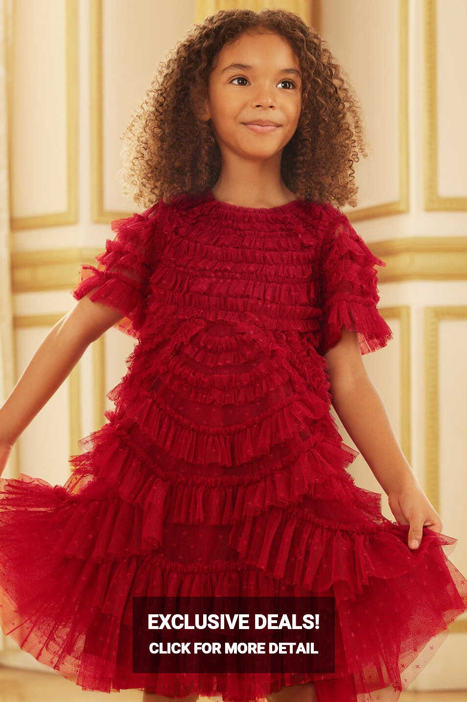 Marilla Ruffle Kids Dress – Red | Needle &amp; Thread