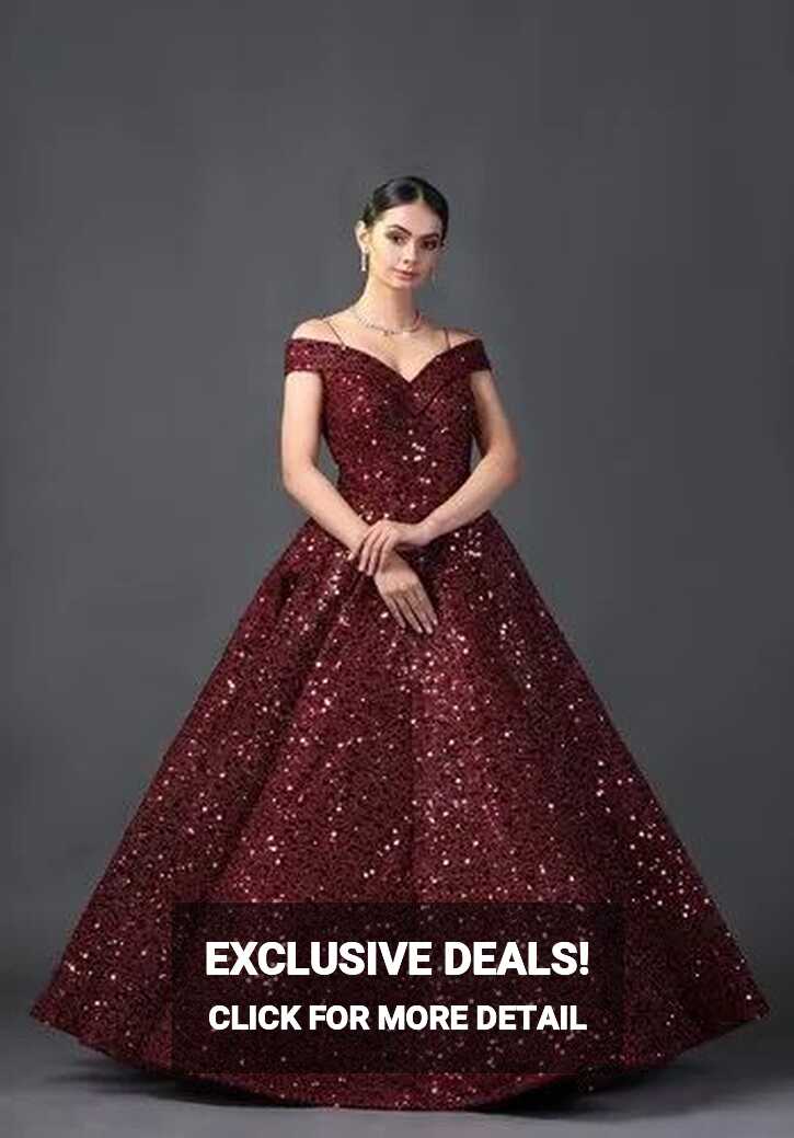 Maroon Ball Gown Embroidered Wedding Dresses at Rs 6500 in New ...