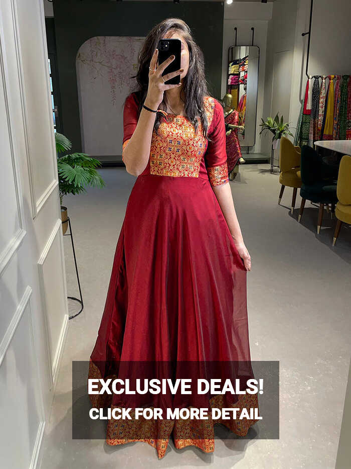 Maroon Color Weaving Work Rangoli Silk Gown Dress