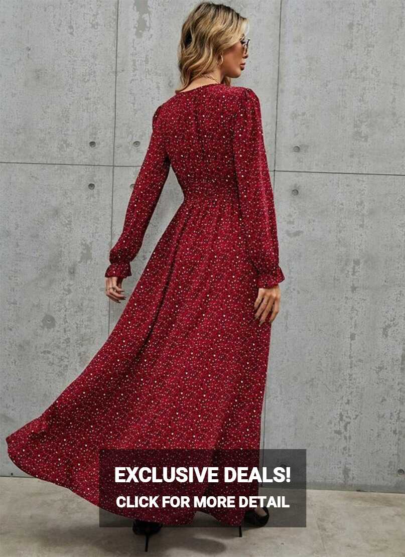 Maroon Printed Long Western Dress | Buy 2 Get 1 FREE – Indian Rani