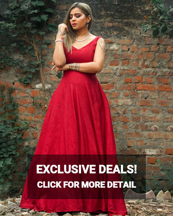 Maroon Sleeveless Flared Gown – 101 Hues