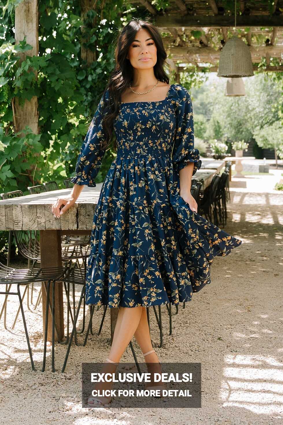 Marta Smocked Midi Dress | Navy Floral | Baltic Born