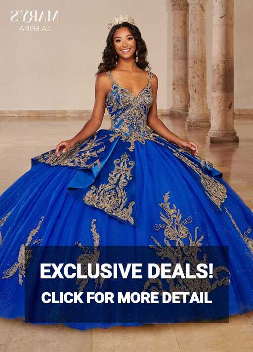 Marys Bridal MQ2138 Royal Blue and Gold Quince Dress ...