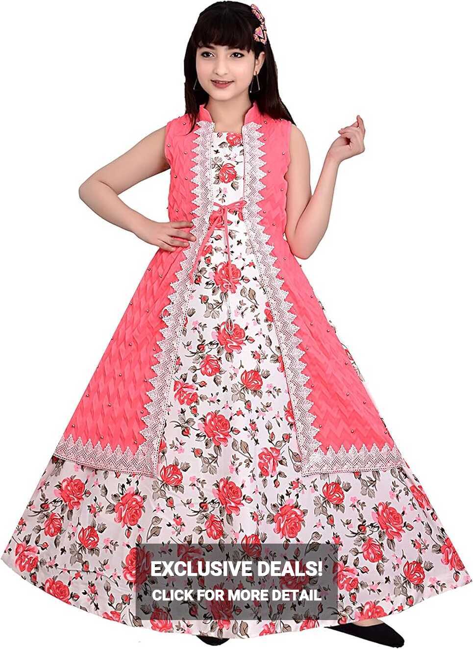 Maurya Girls Wear Beautiful Gown for Girls (10-11 Years, Coral ...