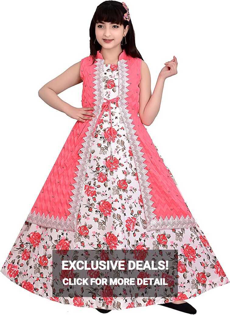 Maurya Girls Wear Beautiful Gown for Girls (11-12 Years, Coral ...