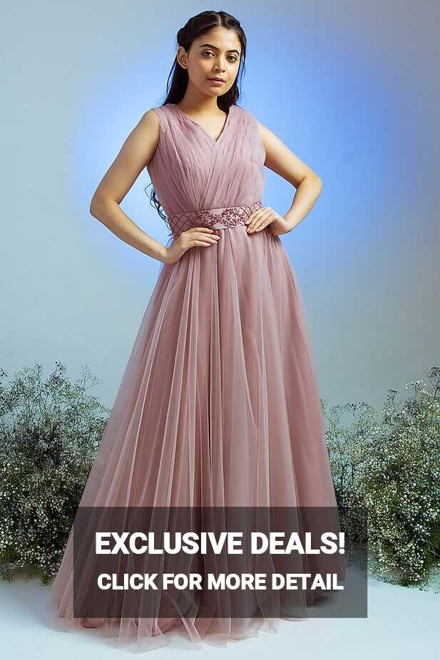 Mauve Net &amp; Tulle Gown Design by Desi Vastra at Pernia&#39;s Pop Up ...