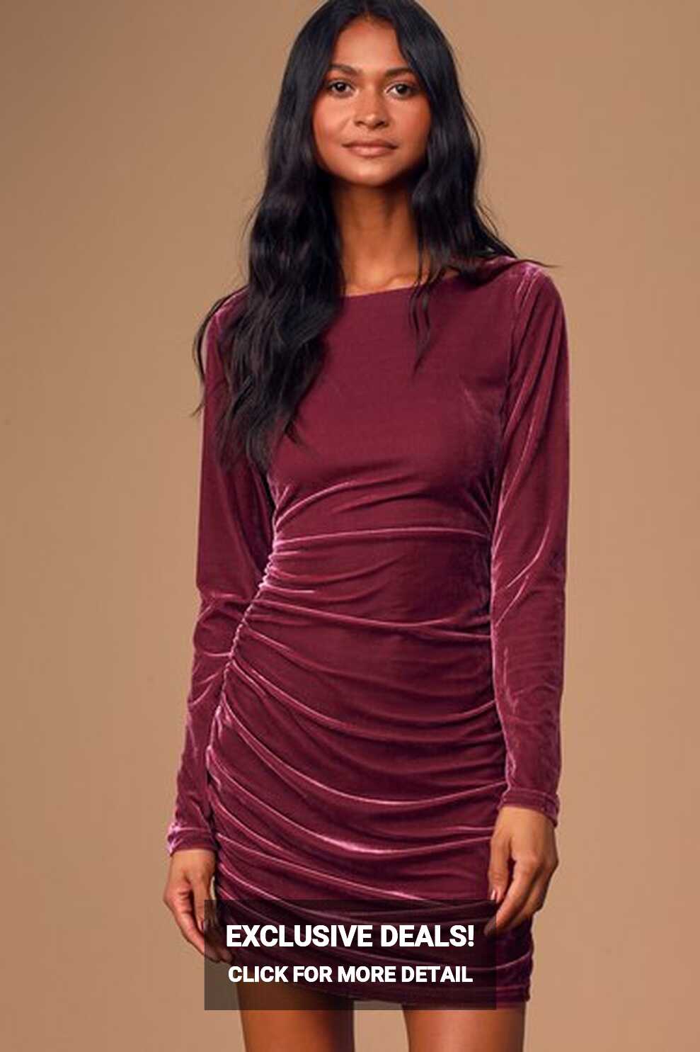 Mauve Purple Dress - Velvet Bodycon Dress - Ruched Mini Dress - Lulus