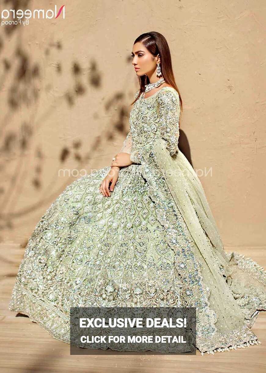 Maxi Dress for Walima with Embroidery Online #BR161 - SMALL