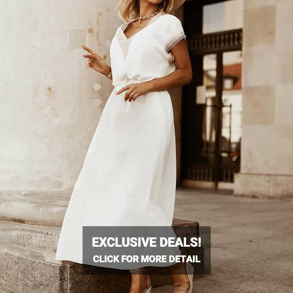 Maxi Dress for Women, Womens Summer White Dress Elegant Casual V ...