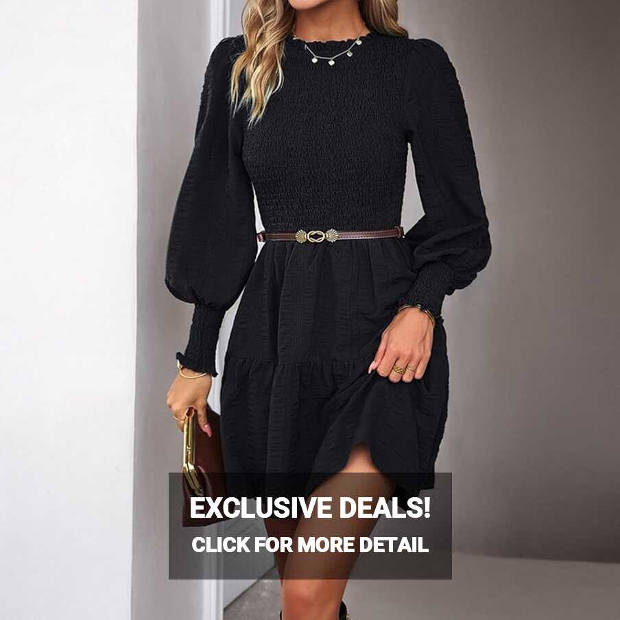 Maxi Dresses Beach V Neck Long Sleeve Short Dress for Autumn ...