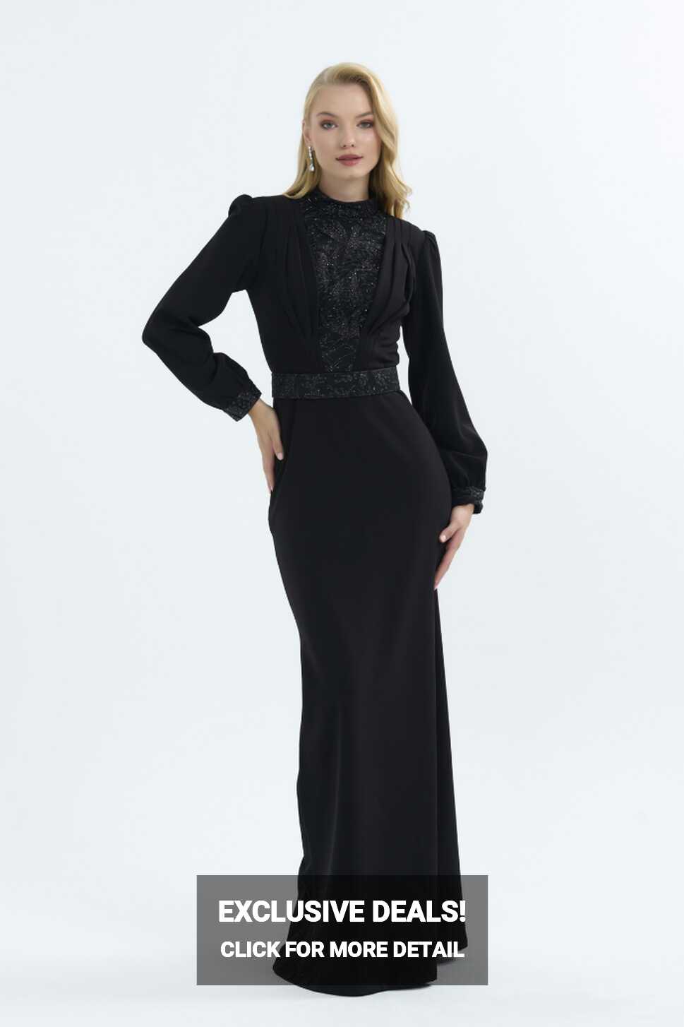 Maxi Long Sleeve Dress With Embroidery - GYGESS Evening Dress