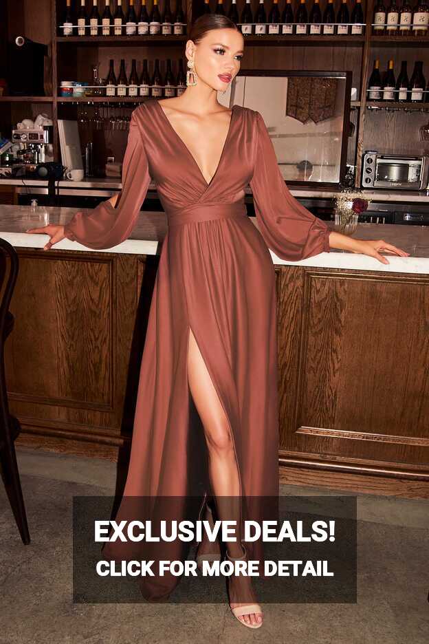 Maxi Long Sleeve Satin Wrap Dress I Satin Bridesmaid Dresses – UME ...