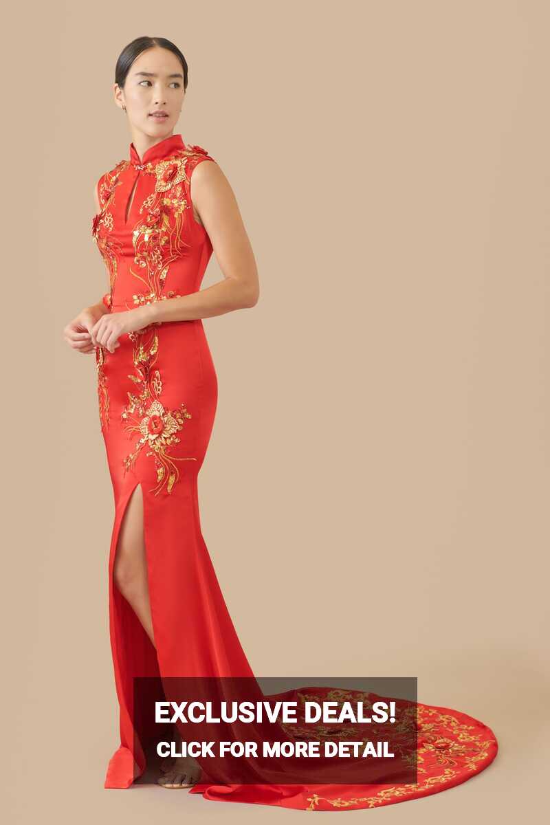 Maxine Bespoke Dress | Modern Red &amp; Gold Chinese Wedding Dress ...