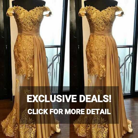 Mermaid Gold Long Evening Formal Dress Off the Shoulder Party Prom ...