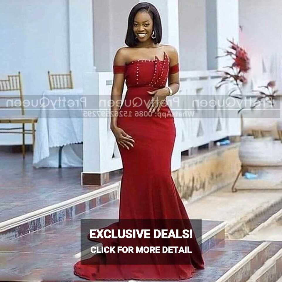 Mermaid Red Bridesmaid Dresses With Beads Peals Women Strapless ...