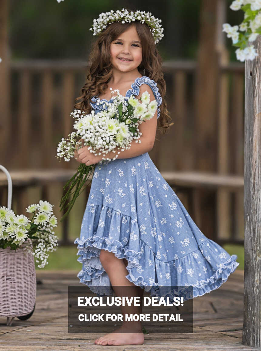 Mia Belle Girls Hi-Lo Ruffle Dress | Girls Spring Dresses