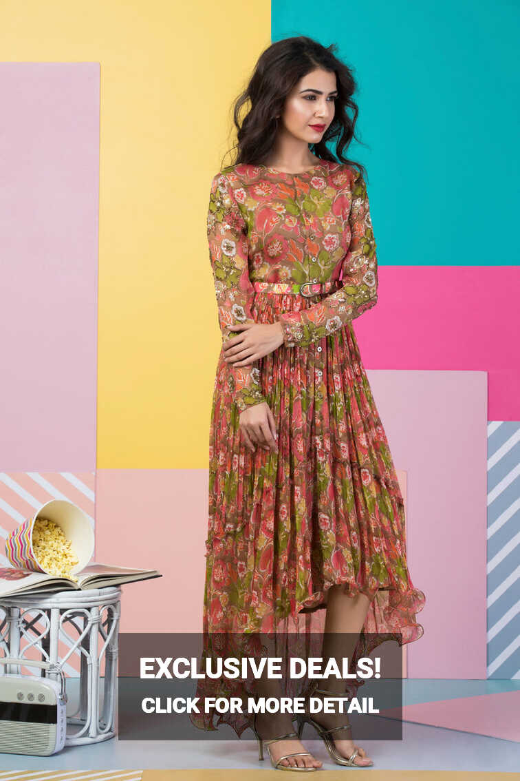 Midi dress with belt | Pallavi Jaipur