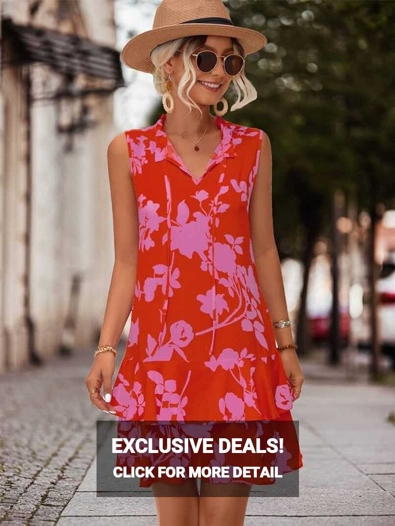 Mierfens Fashion Red Summer Women&#39;S Casual Dresses - Lady Flowers ...