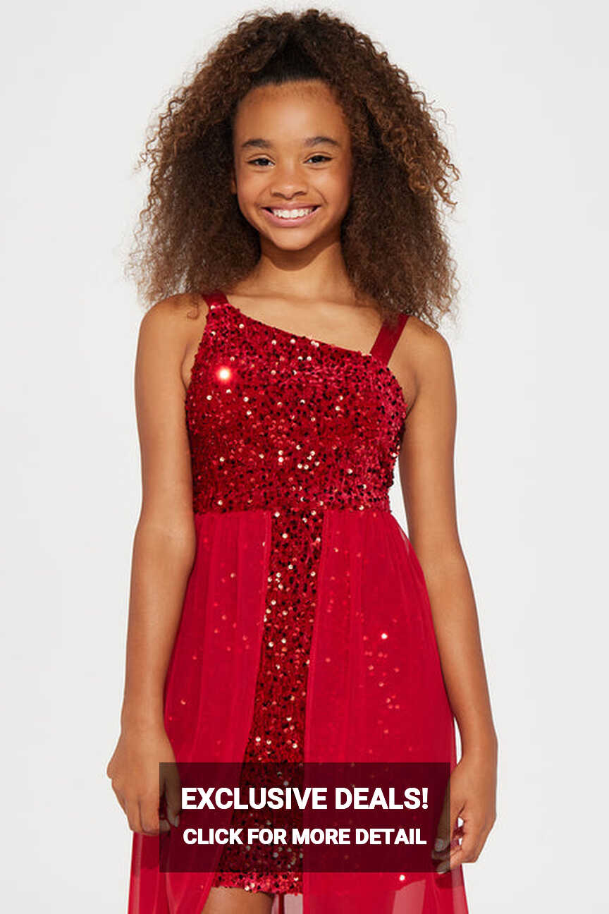 Mini Glitter Girl Sleeveless Dress - Red | Fashion Nova, Kids ...