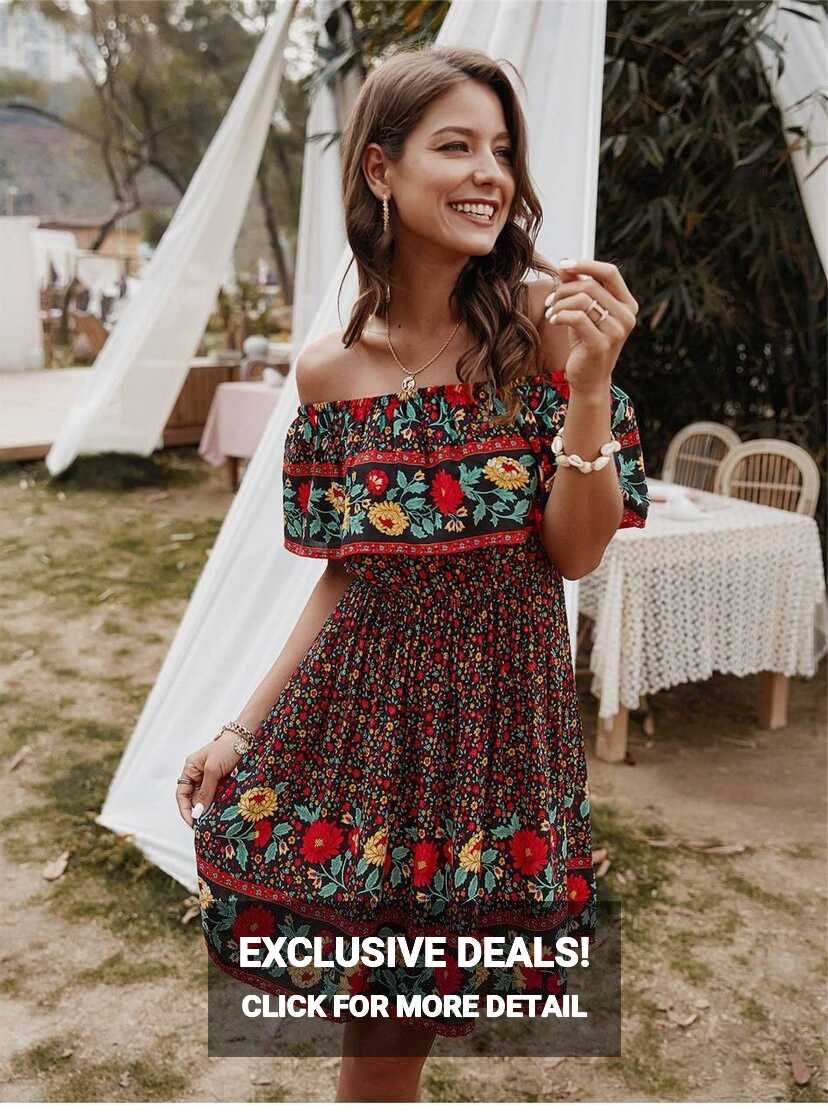 Mini Gypsy Dress with Floral Pattern | Boho Mood