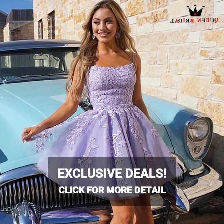 Mini Lilac Homecoming Dress 2023 Spaghetti Straps Lace Appliques ...