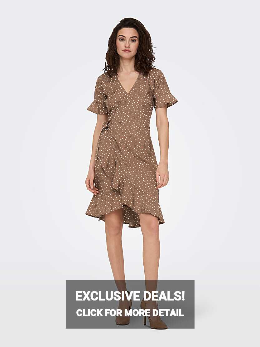 Mini wrap dress | Light Brown | ONLY®