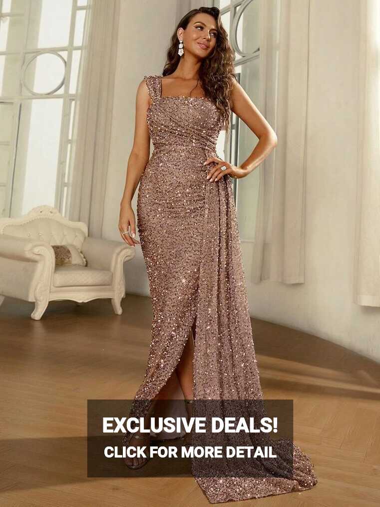 Missord Split Thigh Sequin Formal Party Dress Evening Dress | SHEIN