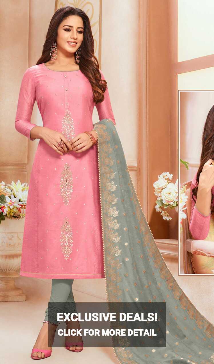 Modal Baby Pink Color Silk Churidar Dress