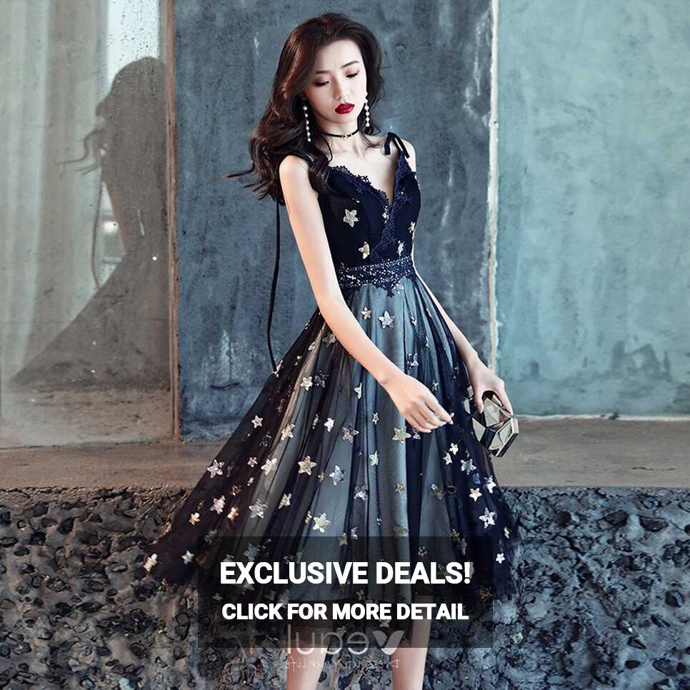 Modern / Fashion Black Party Dresses 2018 A-Line / Princess Star ...