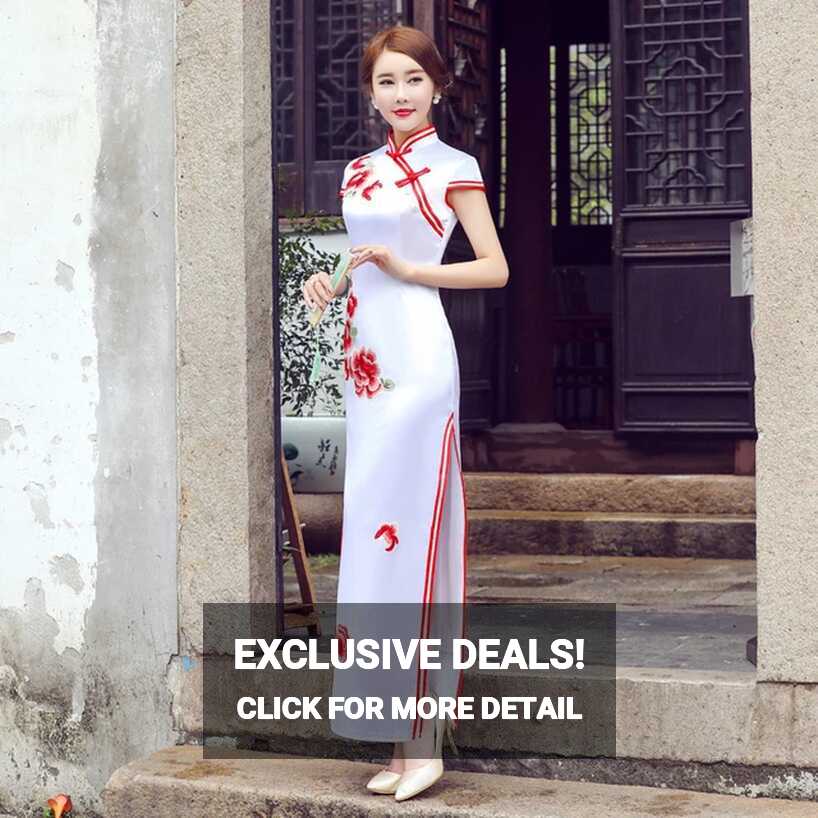 Modern Chinese Wedding Traditional Dresses Long Cheongsam Dress ...