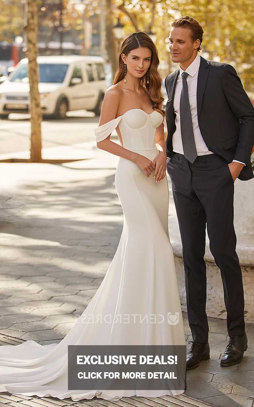 Modern Mermaid Wedding Dress with Simple Off-the-Shoulder Design ...