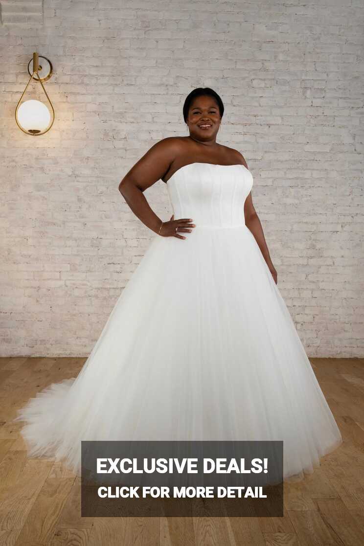 Modern Princess Corset Plus Size Ballgown Wedding Dress in Satin ...