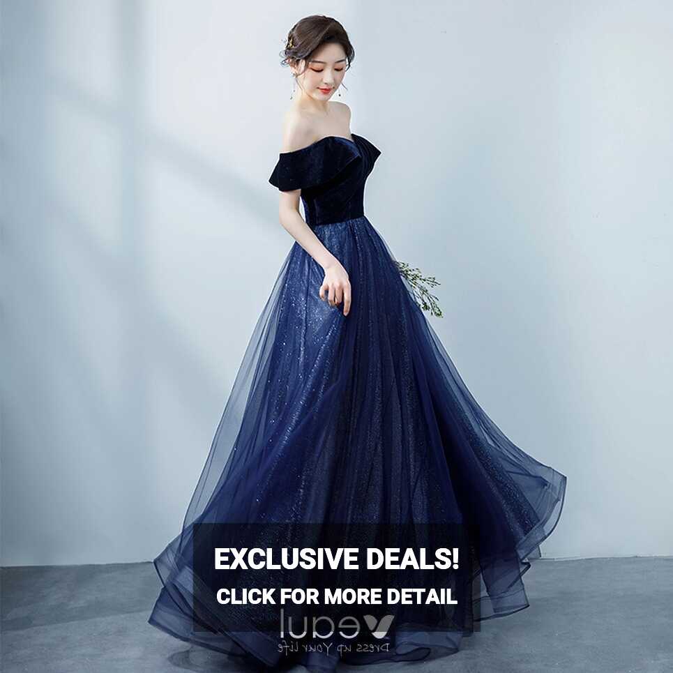 Modest / Simple Navy Blue Prom Dresses 2021 A-Line / Princess ...