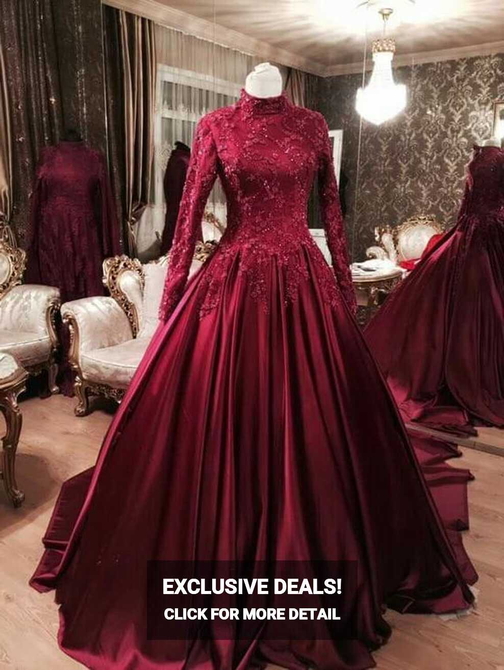 Modest Ball Gown Formal Occasion Dress With Long Sleeves | Prom ...