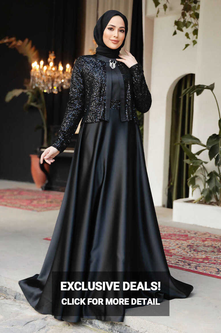 Modest Black Plus Size Evening Gowns 25881S - Neva-style.com