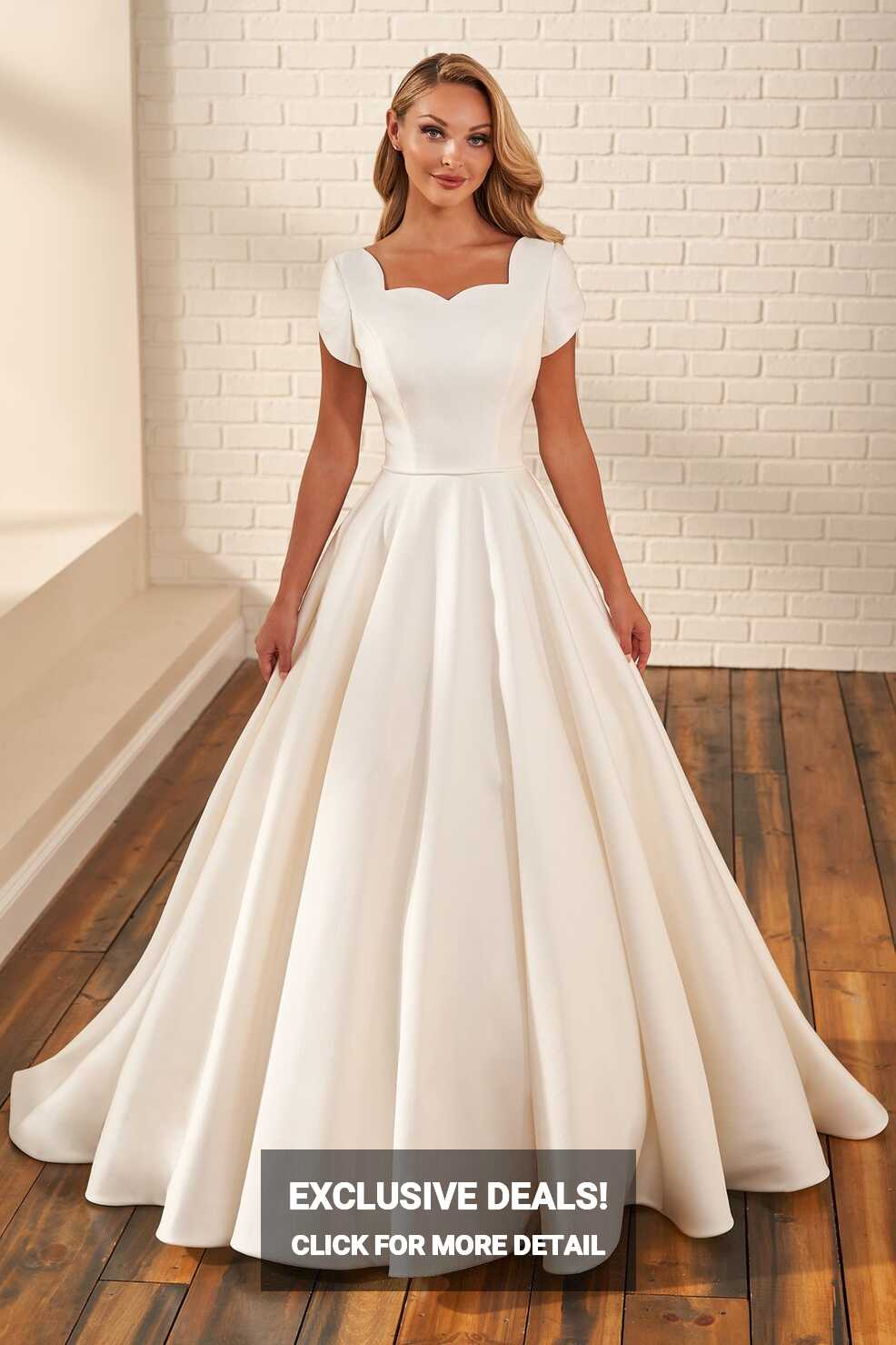 Modest Bridal by Mon Cheri MOD221 Bow Back Tulip Sleeve Bridal ...