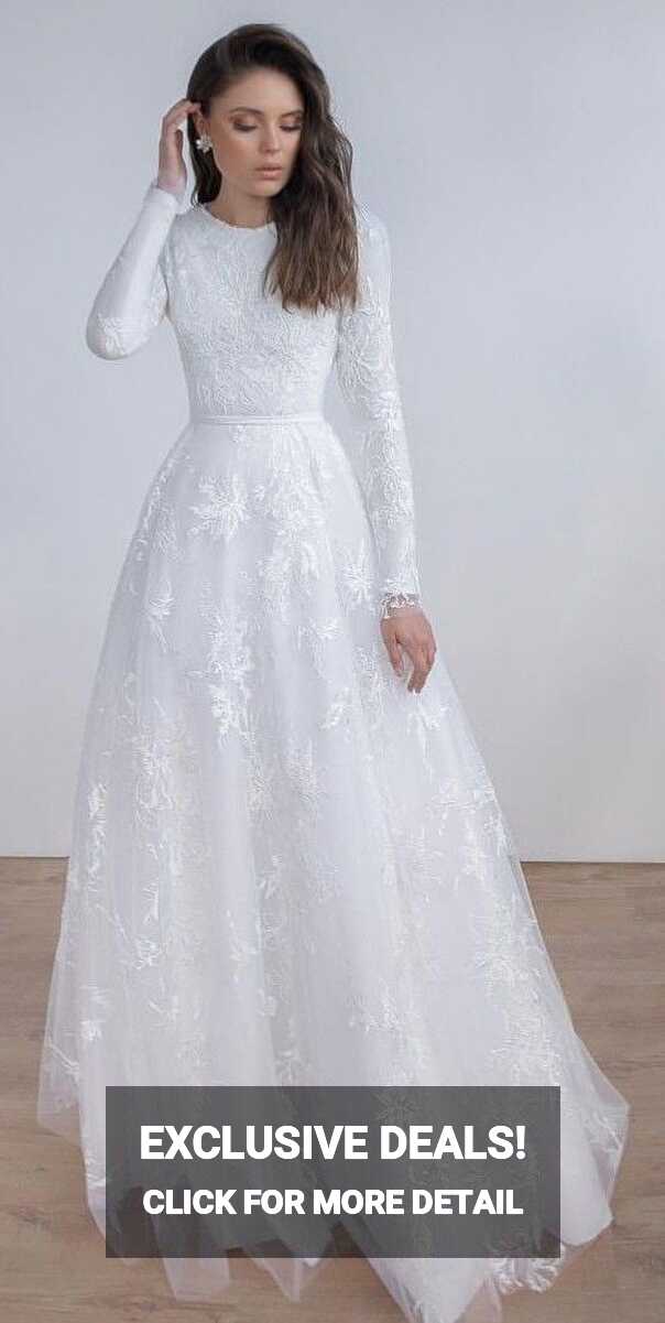 Modest Long Sleeve High Quality French Lace Wedding Dress ...