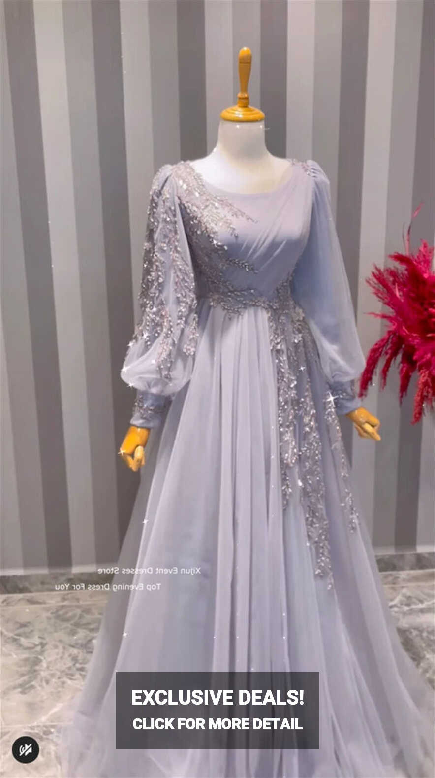 Modest Prom Dresses Evening Dresses Dubai Long Glitter Formal ...