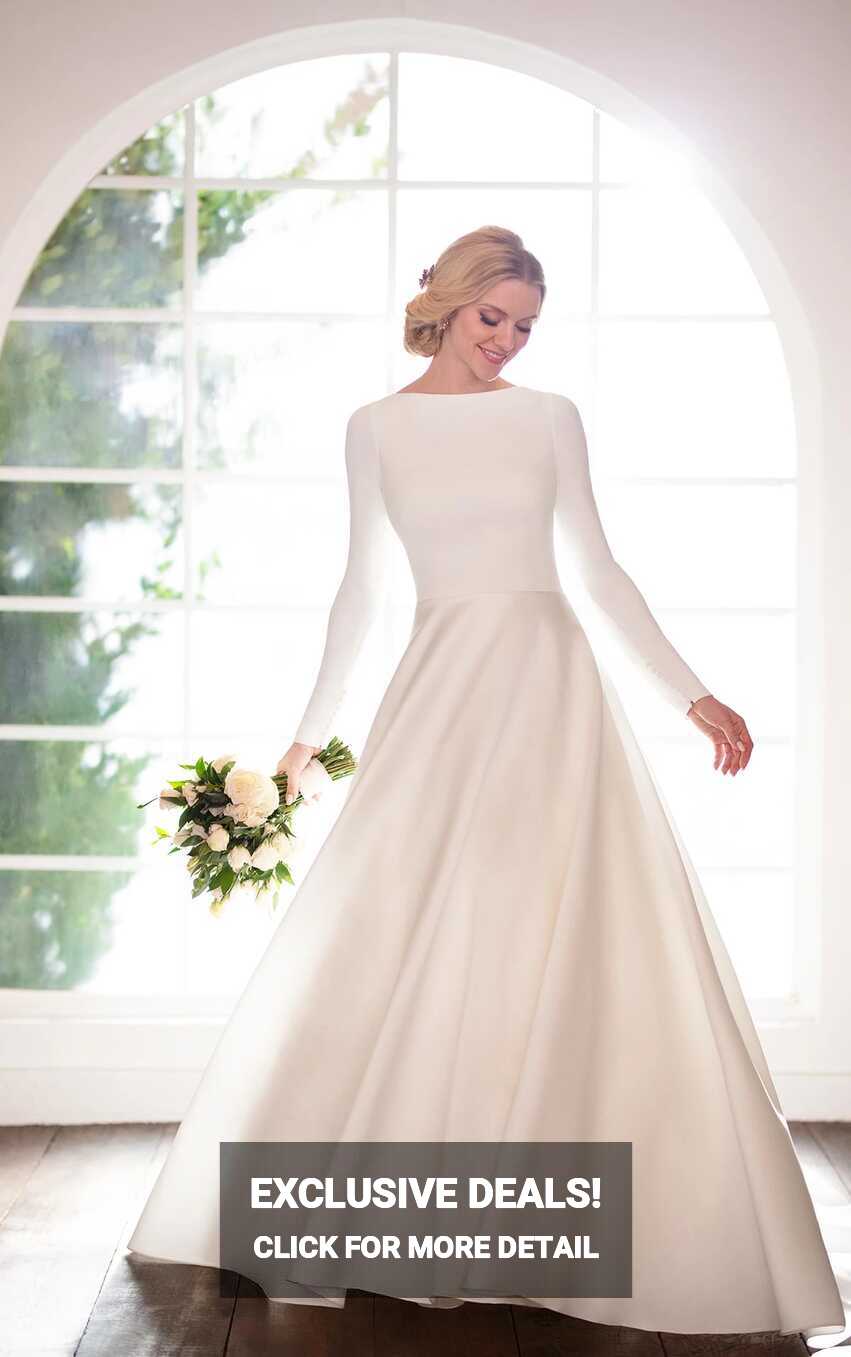 Modest Simple Ballgown with Sleeves - Martina Liana Wedding Dresses